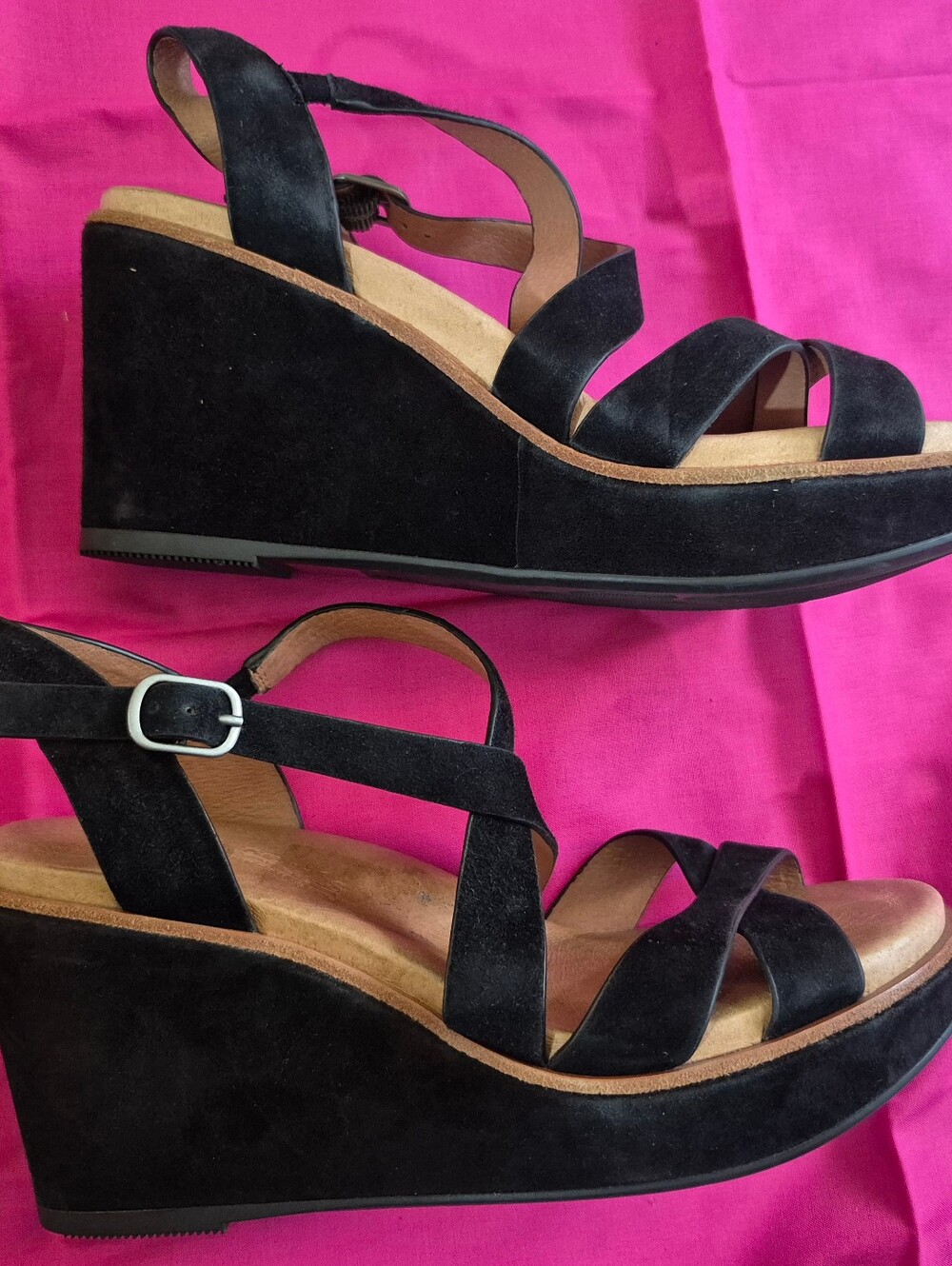 Gentle Souls / Kenneth Cole Shoes Judi Black Suede Wedge Platform